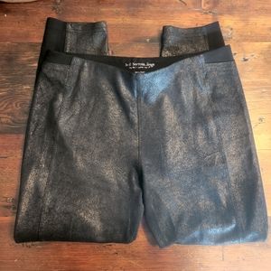 SOFT SURROUNDINGS ACTIVE LEGGINGS, FAUX LEATHER, BLACK, PETITE SMALL